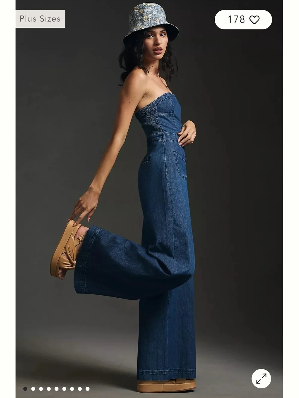 Anthropologie Pilcro Strapless Polished Wide-Leg Jumpsuit Size 14 - Picture 4 of 10